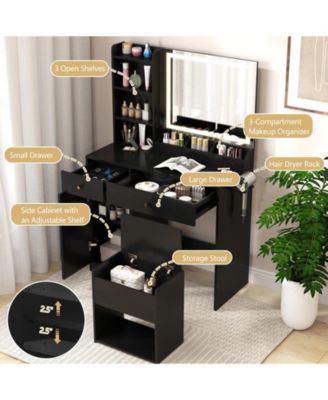 Vanity Dressing Table and Chair Set with Mirror and Lights