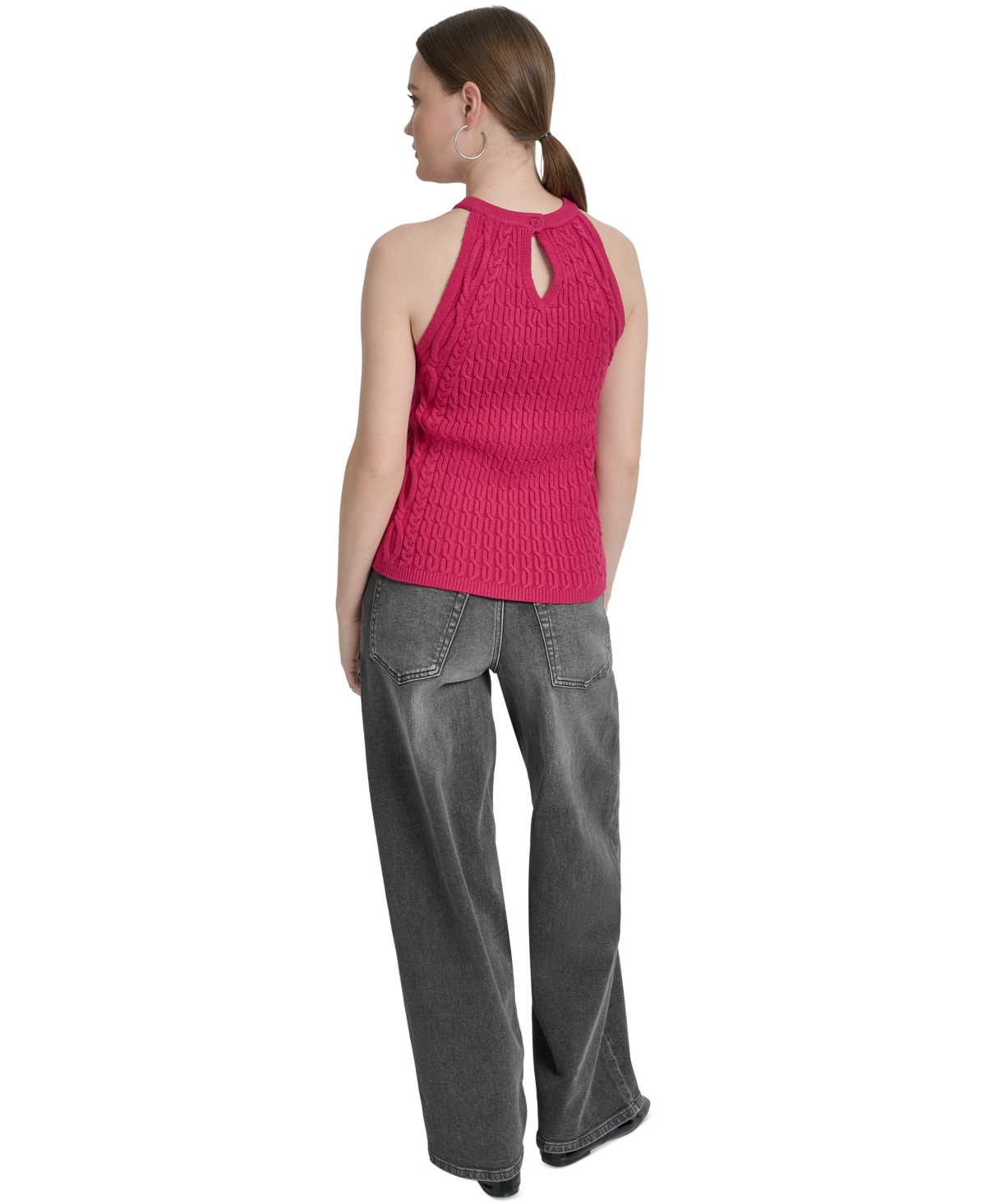 Dkny Jeans Women's Cable Knit Sleeveless Halter Top In Purple