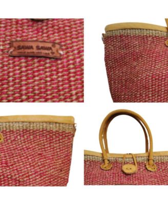 Brave Life Heart Handmade Sisal Straw Basket Tote Bag