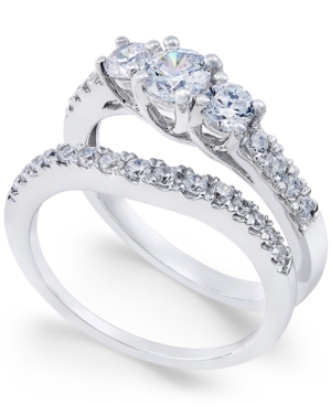 Diamond Bridal Three Stone Ring Set (1 ct. t.w.) in 14k White Gold
