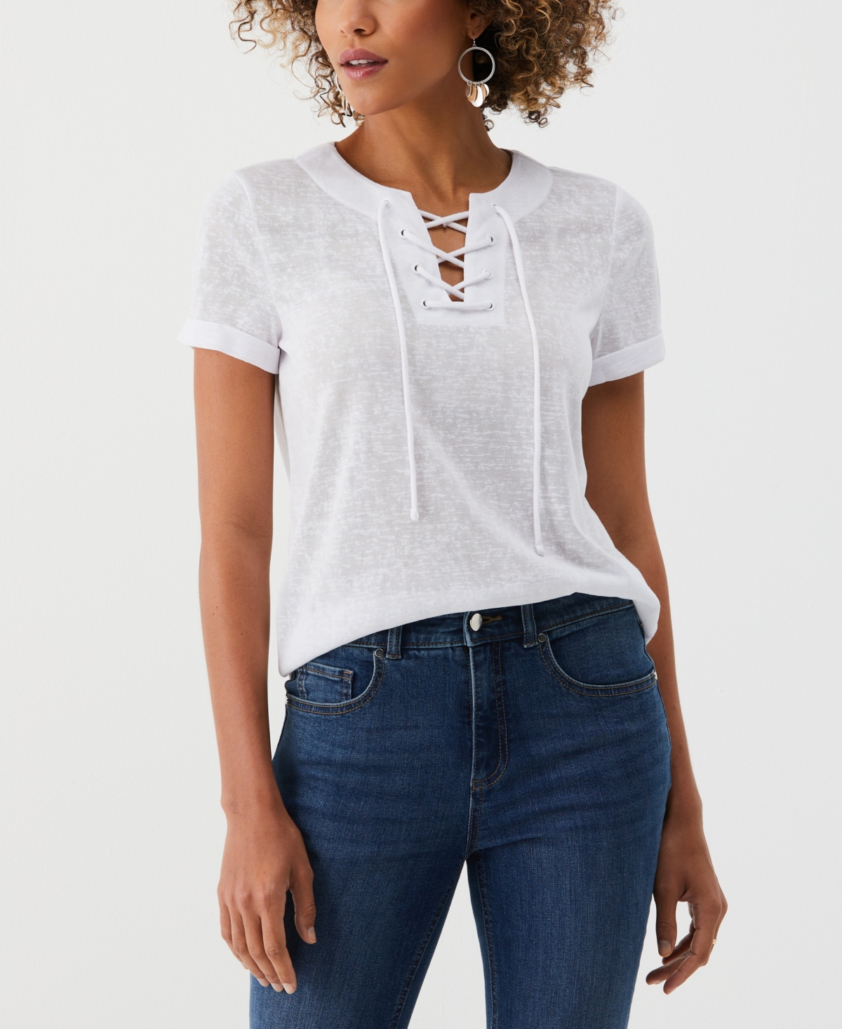 Ella Rafaella Petite Floral Print Ruffled Crew Neck Sleeveless Top