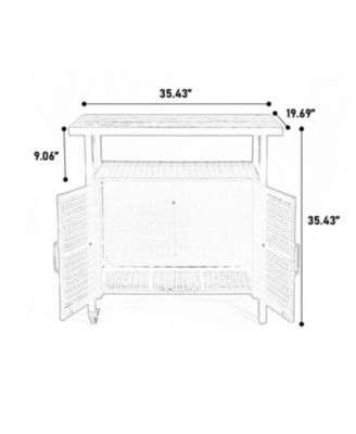 Outdoor Wicker Bar Cart with Glass Top