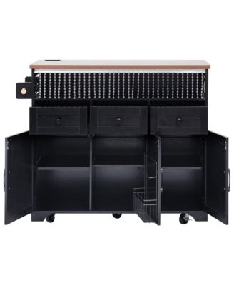 Farmhouse Kitchen Island Cart with Drop Leaf & Wheels