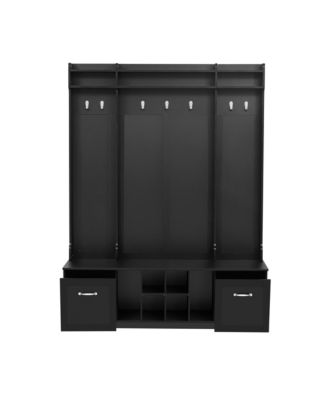 Entryway Hall Tree: Bench, Coat Rack, Drawers & Shelves