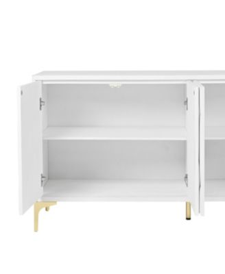 Carved 4-Door Sideboard - Handleless, Press-to-Open (White)