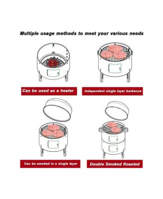 Outdoor double-layer grill, charcoal wood fired braising and smoking stove