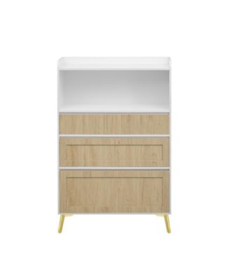 White Wood 3-Drawer Storage Cabinet