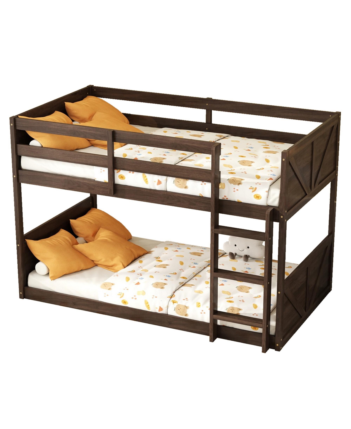 Antique Oak Twin Floor Bunk Bed