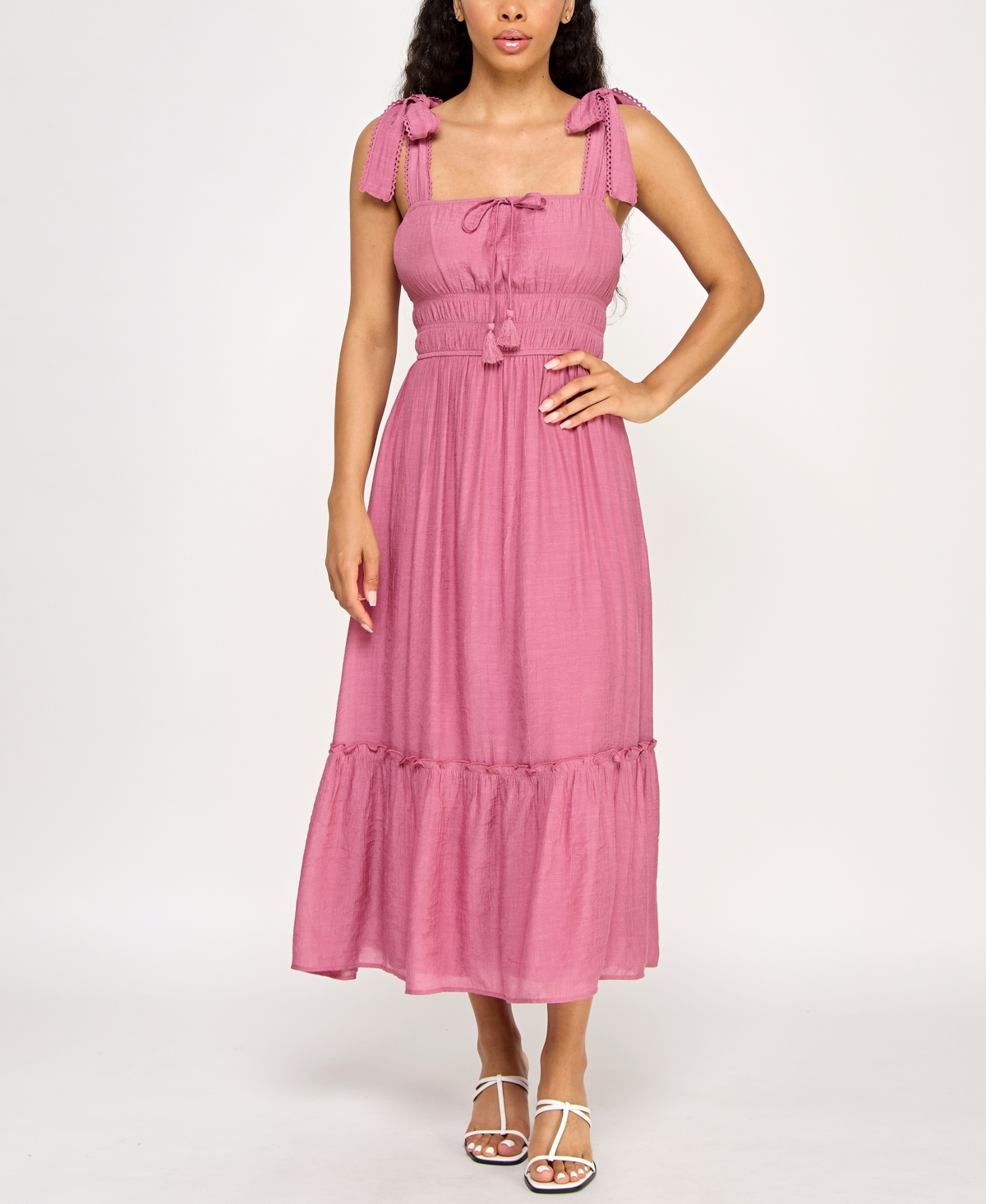Juniors' Tie-Strap Midi Dress - Heatherose