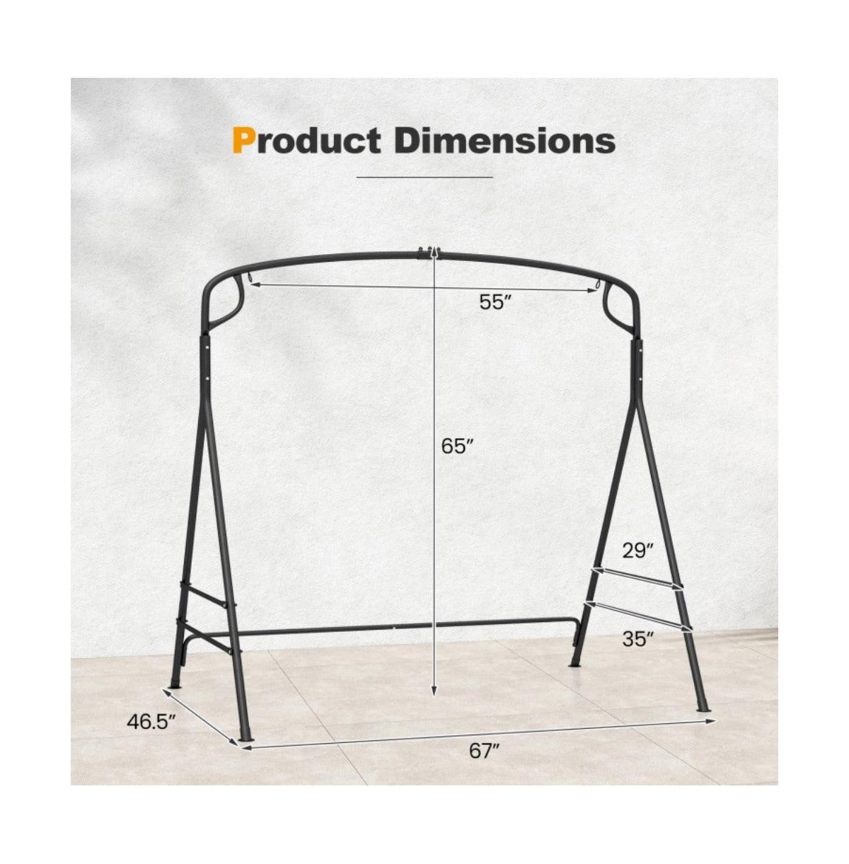 Outdoor Metal Swing Frame with Extra Side Bars