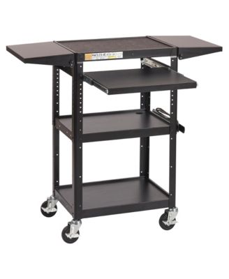 AV Presentation Cart Stand with Drop Leaves, Black, 1