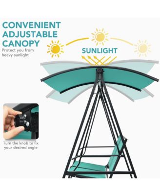 2-Person Outdoor Patio Porch Swing Chair w/ Adjustable Canopy