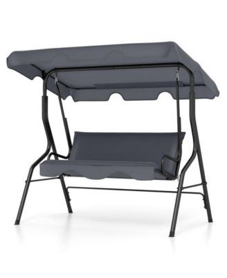 3 Seat Outdoor Patio Canopy Porch Swing with Cushioned Steel Frame