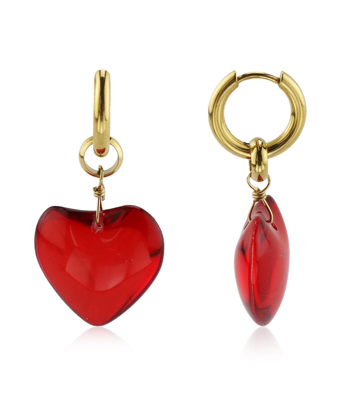 Glass Heart Earring - Green