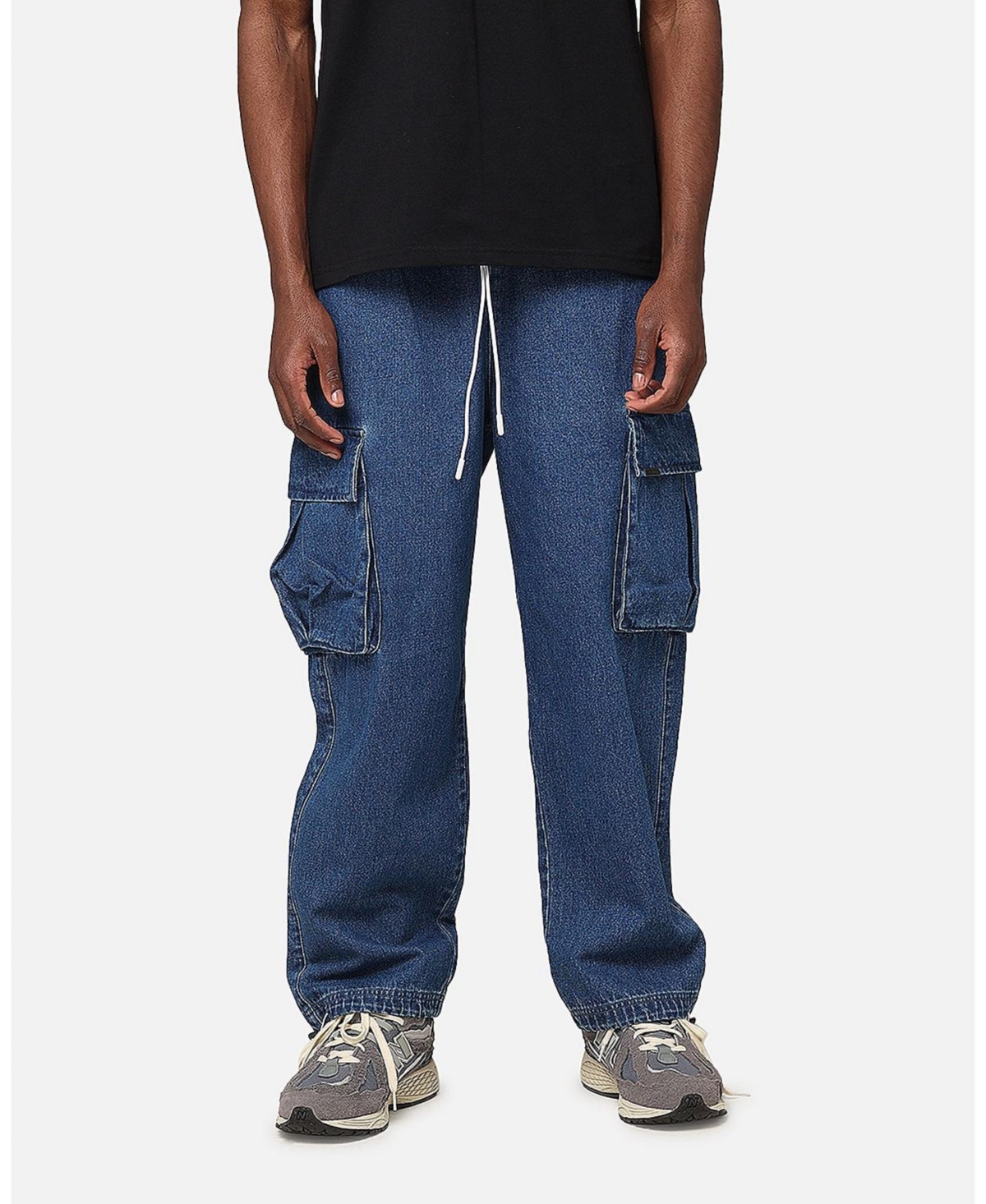 Men's Denim Superior Cargo Joggers - Mid blue denim