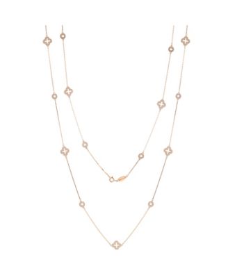 Suzy Levian Sterling Cubic Zirconia Clover & Circle Station Necklace
