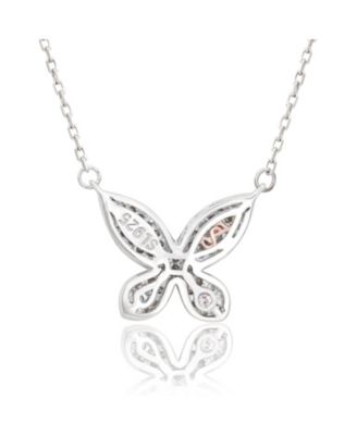 Suzy Levian Sterling Silver Cubic Zirconia  Pave Butterfly Necklace