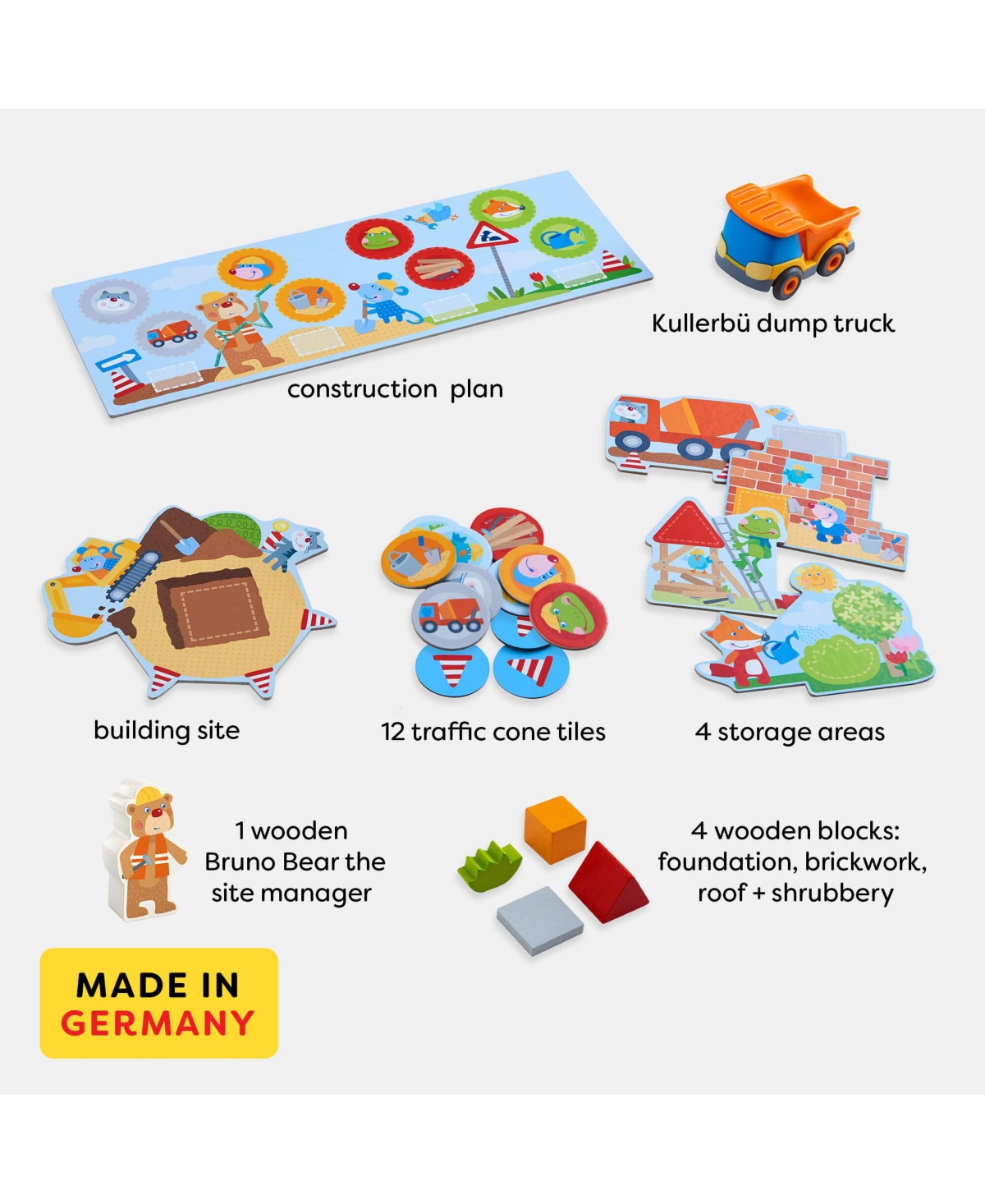 Haba My Very First Games Building Site, A Cooperative Learning Kids Game, Toddler Learning Activities & Games for 2+ Year Olds with Included Toy Truck