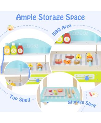 Kid's Pretend Barbecue Grill Play Set Toy BBQ Cooking Playset with Accessories