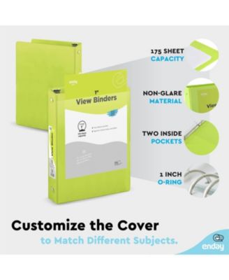 1Inch 3 Ring Binder, 1 Inch Round Ring Clear View Cover with 2 Inside Pockets Binders, Colored School Supplies Binders in Grey, Pink, Blue, Purple, Green and Red, Multicolor (6 PC) – by Enday