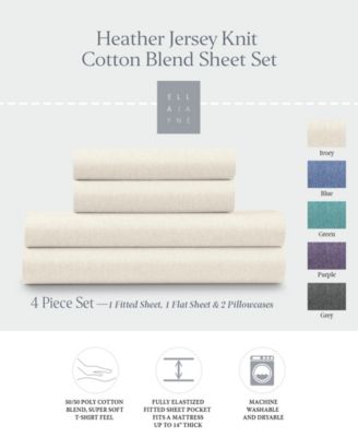 Soft Heather Jersey Knit 4-Pc. Sheet Set, Full