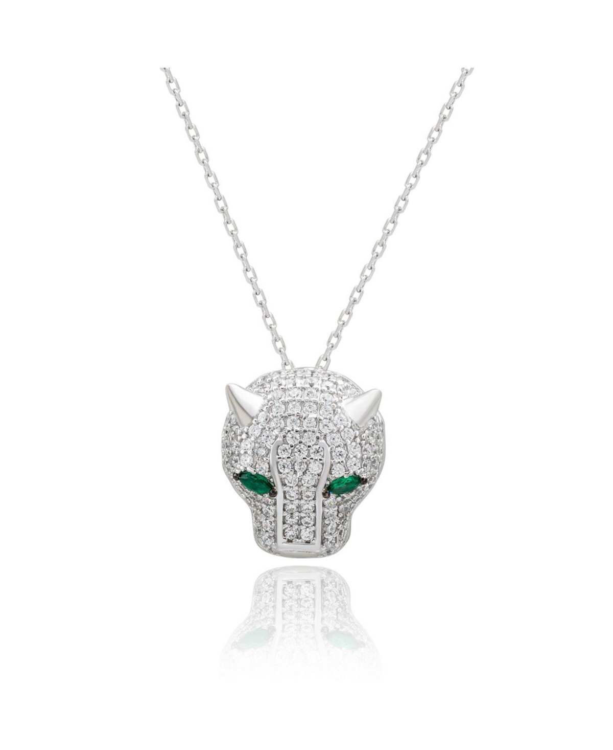 Suzy Levian Sterling Silver Cubic Zirconia Panther Pendant Necklace - Gold