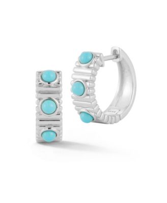 Sterling Tri- Ribbed Hoop Earrings