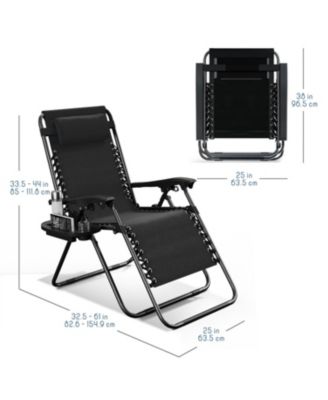 Outdoor Patio Zero Gravity Chair - Reclining Lounge Chairs with Pillows & Cup Holders