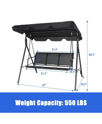 Outdoor Porch Swing Canopy Patio Swing Chair 3 Person Canopy Hammock