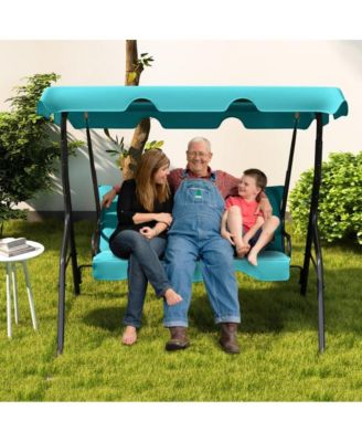 3 Seat Outdoor Patio Canopy Porch Swing with Cushioned Steel Frame
