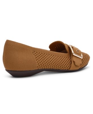 Women's Oakland Buckle Strap Knit Flats