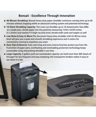 Paper Shredder, 18-Sheet 60-Minutes Shredder for Office Heavy Duty Cross-Cut Shredder with 6 Gallon Pullout Basket 4 Casters