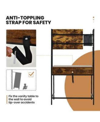 Industrial Wood 3-Position Adjustable Mirror Vanity Table