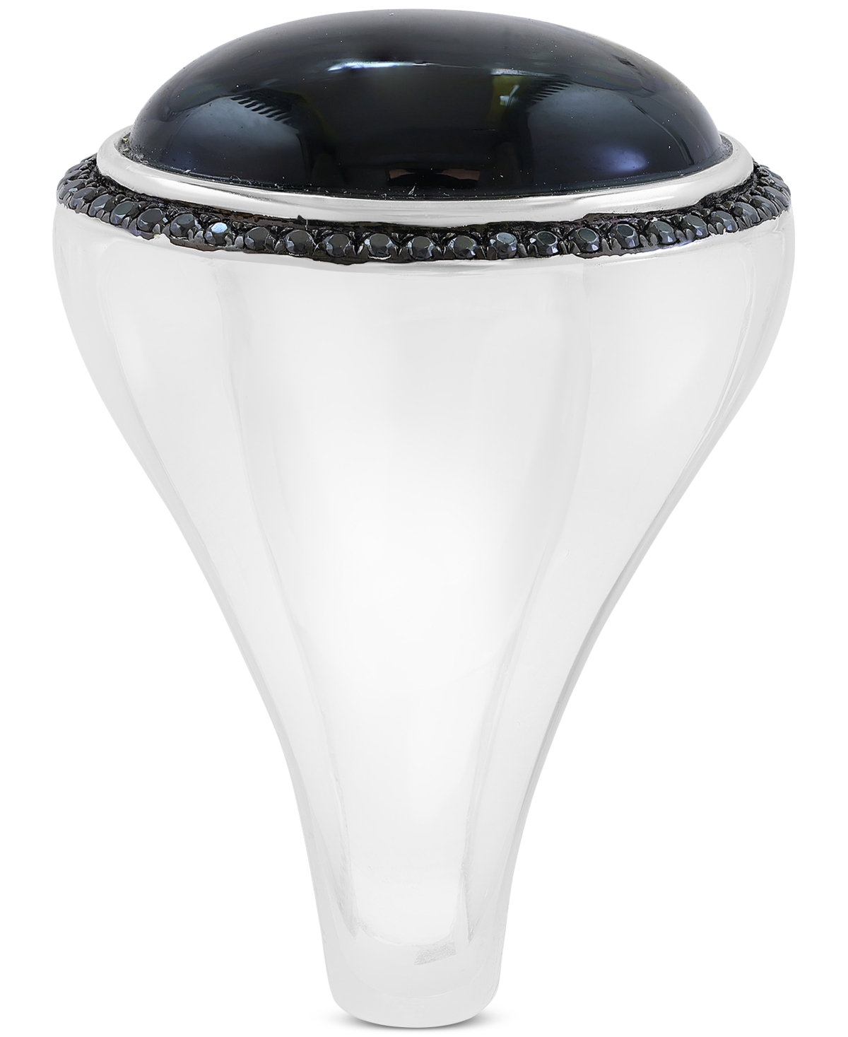 Effy Collection Effy Men's Onyx (17 X 12-1/2mm) & Black Spinel (1/4 Ct. T.w.) Oval Statement Ring In Sterling Silver In Black