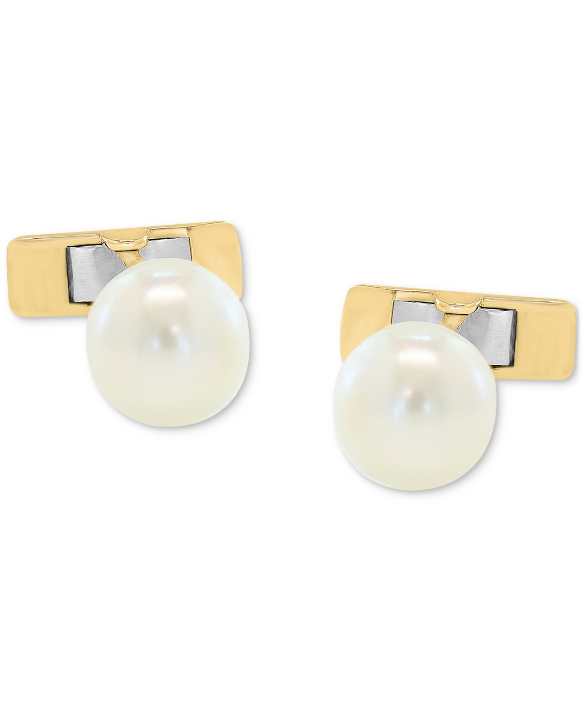 Мужские аксессуары EFFY Collection EFFY&reg; Men's Cultured Freshwater Pearl (10mm) Cufflinks in 14k Gold-Plated Silver — фото 1