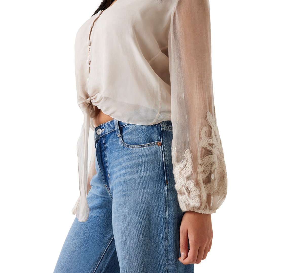 Guess Women's Camilla Blouson-sleeve Button-front Blouse In Multi