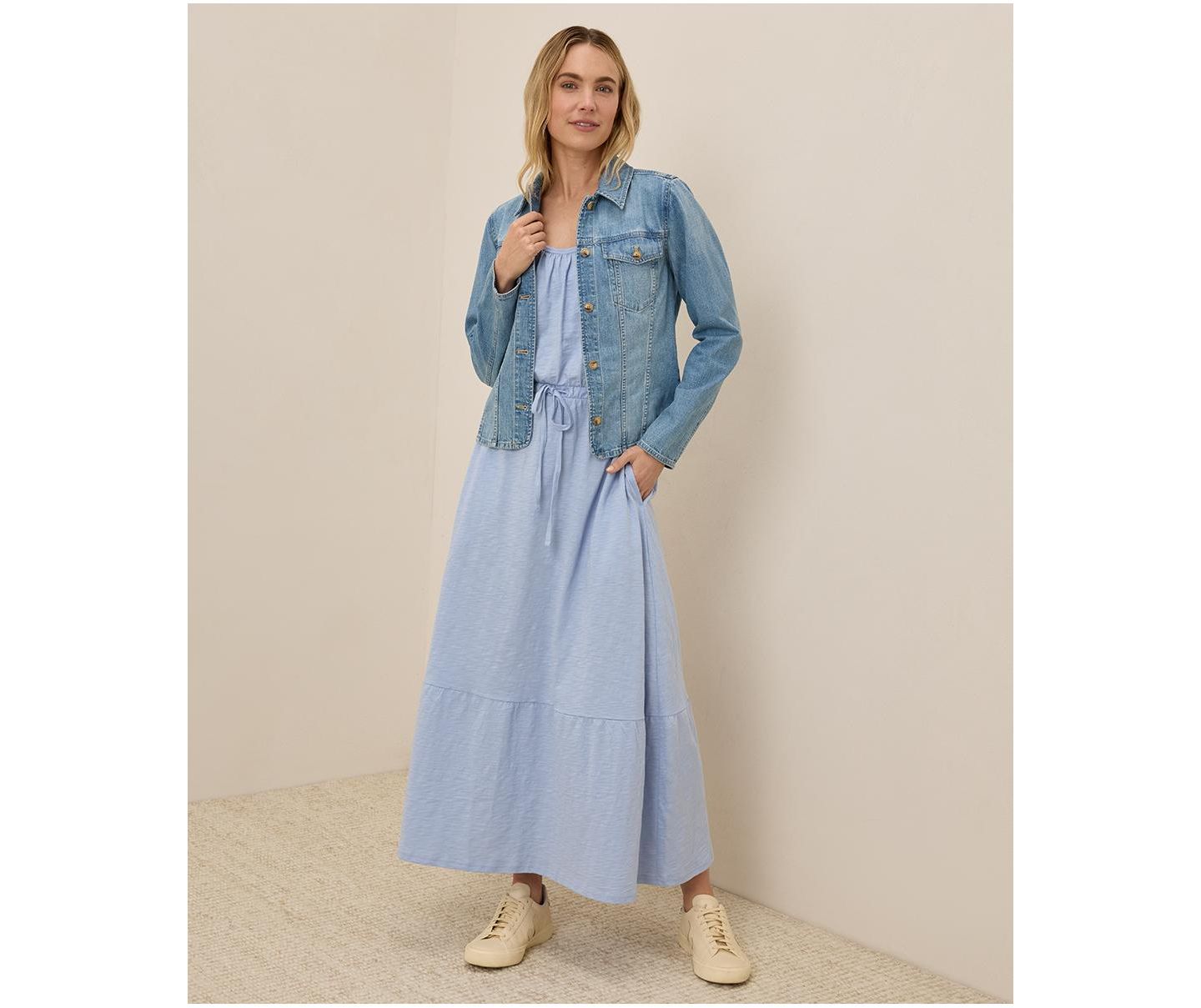 Женское платье Pact Organic Cotton Relaxed Slub Tank Maxi, цвет: Синий — фото 1