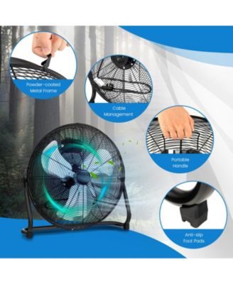 3-Speed High Velocity Floor Fan with Adjustable Tilt Angle and Handle