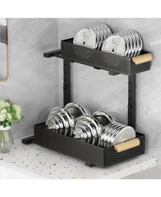 Under Sink Organizer, 2 Packs 2 Tier Under Sink Organizers and Storage, Slide Out Pull Out Cabinet Organizer Shelf, Metal Sliding Drawer