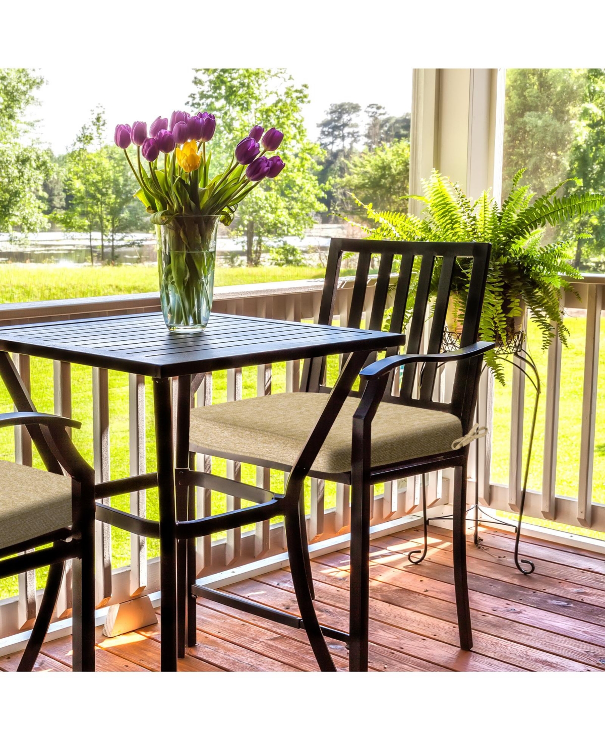 Aoodor Outdoor Dining Chair Cushions Set of 2, Waterproof Patio Furniture Seat Cushions, Pads with Ties, 18 x 19 inch