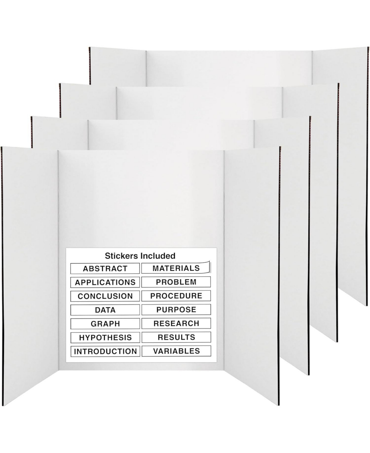 Trifold Poster Board 36&#x22; x 48&#x22; White Presentation Board - Self-Adhesive Science Subtitles Included - Science Fair Display Boards, for School