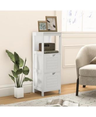 1-Pc. Wooden Bathroom Floor Cabinet with Multifunction Storage Rack and Organizer Stand