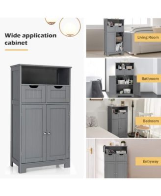 Bathroom Wooden Side Cabinet with 2 Drawers and 2 Doors