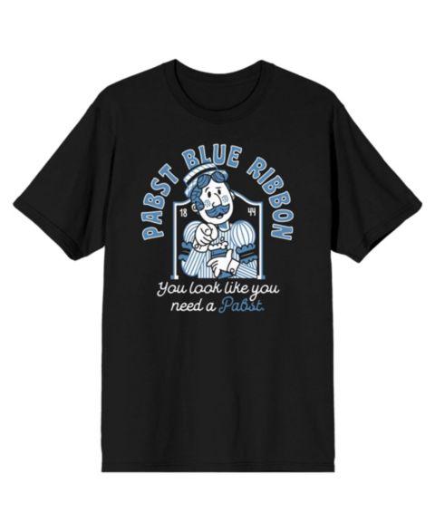 Мужская футболка Pabst Blue Ribbon You Look Like You Need A Pabst Black T-shirt-3XL, цвет: Чёрный