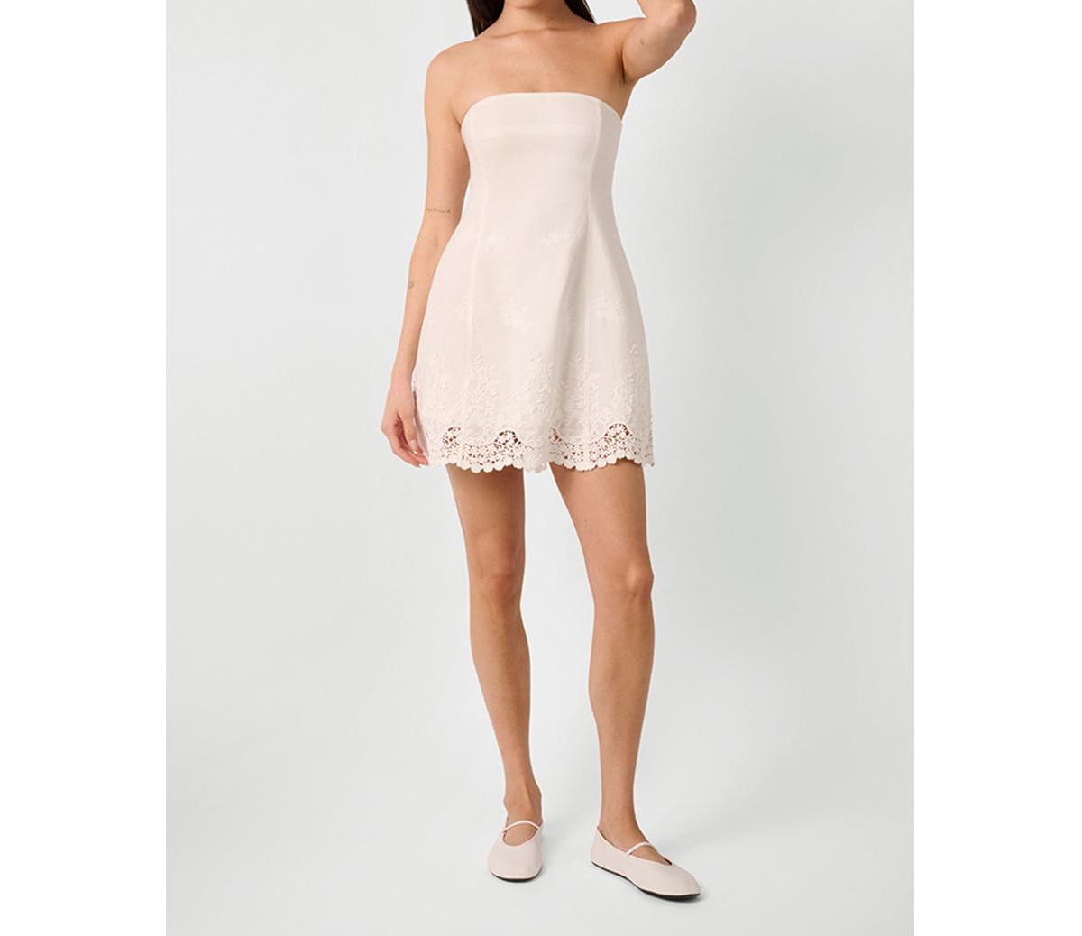 Women's Strapless Peplum Mini Dress - Ivory
