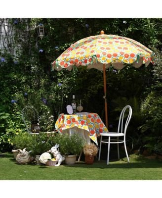 Our Beach Portable Umbrella for Sand Beech Wood Pole Carry Bag with Printed Orange Grapefruit Cute Garden Parasol