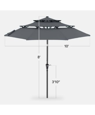 10ft 3-Tier Patio Umbrella, Market Sun Shade w/ Tilt Adjustment, Easy Crank