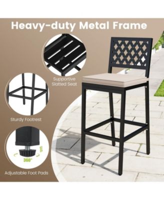 4 PCS Outdoor Bar Stools 27   Counter Height Barstools w/ Removable Cushions