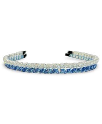 Thin Beaded Headband Set - Blue + Silver