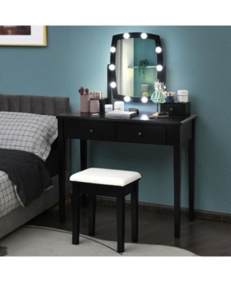 Vanity Table Set with Lighted Mirror for Bedroom and Dressing Room